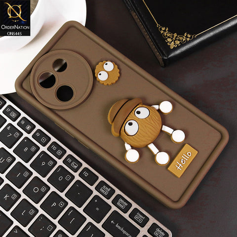 Vivo V30e Cover - Brown - Cute 3D Cartoon Soft Case