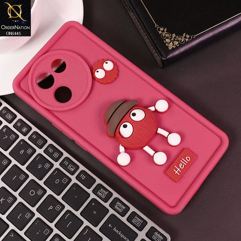 Vivo V30e Cover - Dark Pink - Cute 3D Cartoon Soft Case