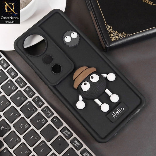Vivo V40 Pro Cover - Black - Cute 3D Cartoon Soft Case