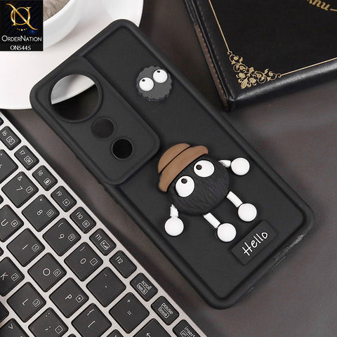 Vivo V40 Pro Cover - Black - Cute 3D Cartoon Soft Case