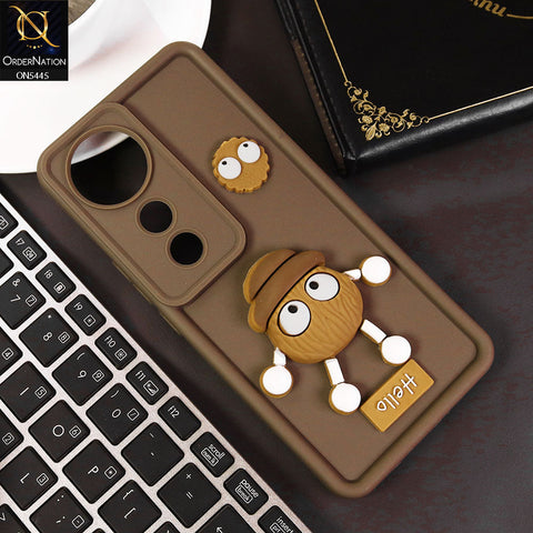 Vivo S19 Pro Cover - Brown - Cute 3D Cartoon Soft Case