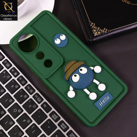 Vivo S19 Pro Cover - Green - Cute 3D Cartoon Soft Case