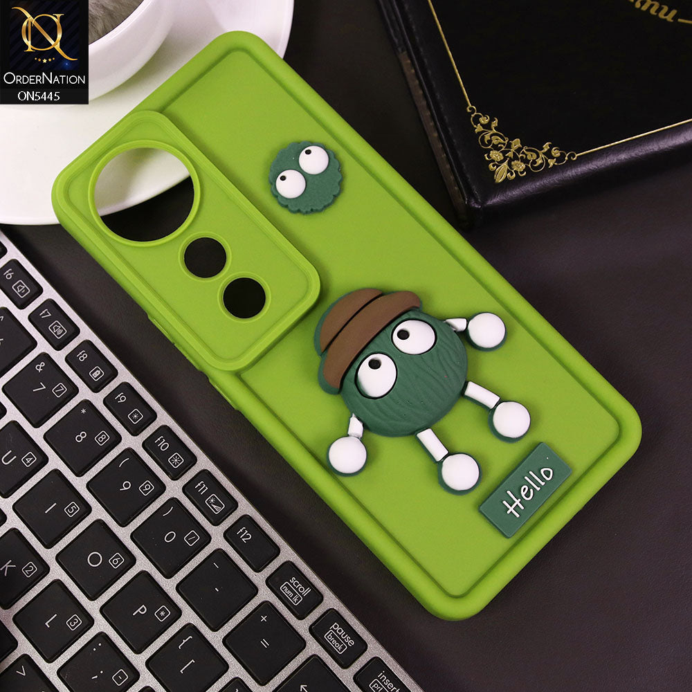 Vivo V40 Pro Cover - Light Green - Cute 3D Cartoon Soft Case