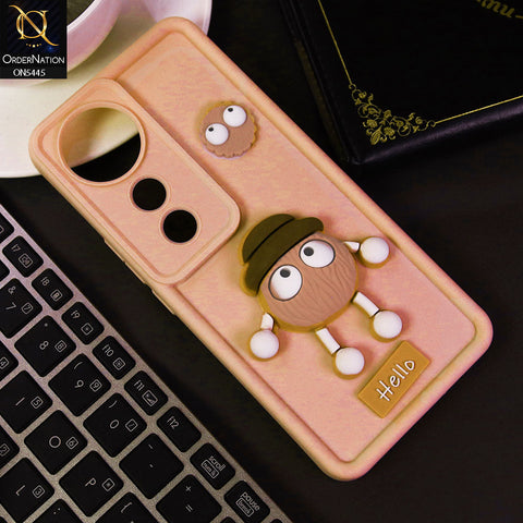 Vivo V40 Cover - Light Pink - Cute 3D Cartoon Soft Case