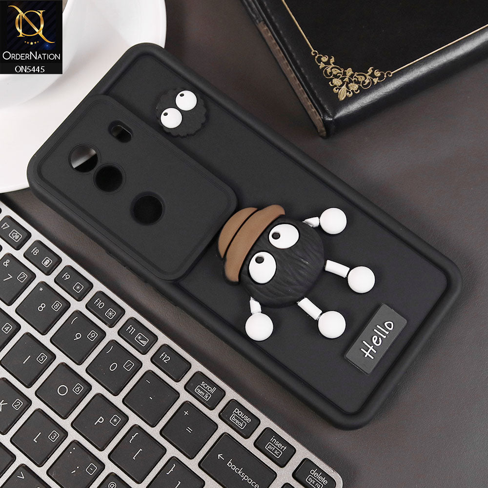 Vivo V40e Cover - Black - Cute 3D Cartoon Soft Case