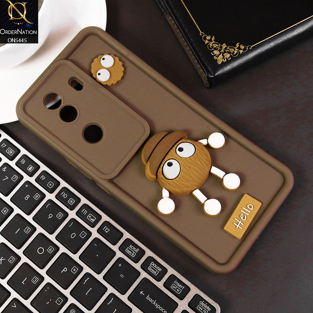 Vivo V40e Cover - Brown - Cute 3D Cartoon Soft Case