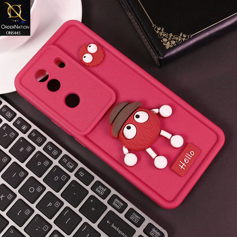Vivo iQOO Z9s Cover - Dark Pink - Cute 3D Cartoon Soft Case
