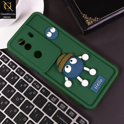 Vivo V40e Cover - Green - Cute 3D Cartoon Soft Case