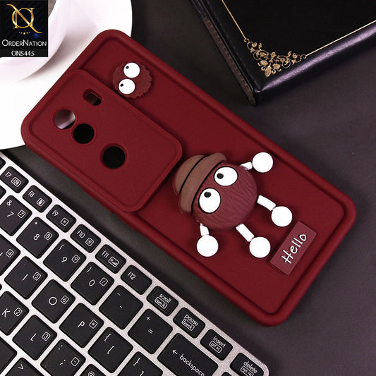 Vivo iQOO Z9s Cover - Maroon - Cute 3D Cartoon Soft Case