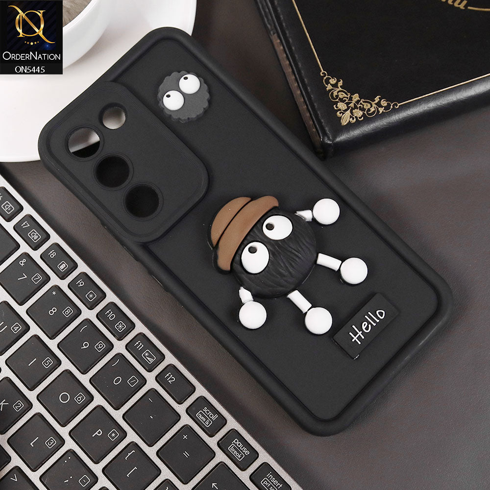 Vivo Y200e Cover - Black - Cute 3D Cartoon Soft Case