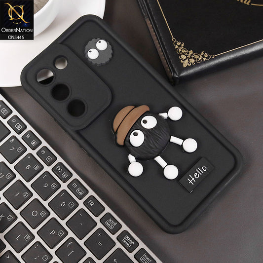 Vivo Y200e Cover - Black - Cute 3D Cartoon Soft Case
