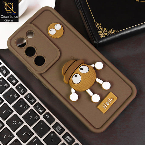 Vivo Y200e Cover - Brown - Cute 3D Cartoon Soft Case