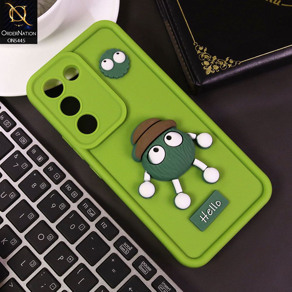 Vivo V30 Lite 4G Cover - Light Green - Cute 3D Cartoon Soft Case