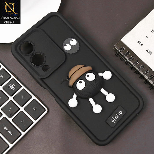 Vivo Y28 5G Cover - Black - Cute 3D Cartoon Soft Case