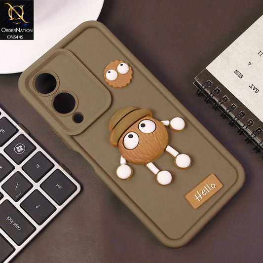 Vivo Y17s Cover - Brown - Cute 3D Cartoon Soft Case