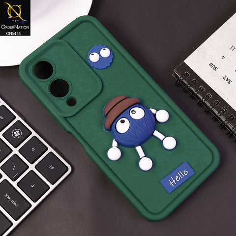 Vivo Y28 5G Cover - Green - Cute 3D Cartoon Soft Case