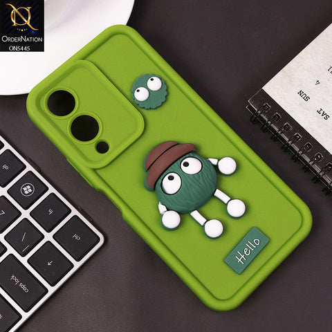 Vivo Y17s Cover - Light Green - Cute 3D Cartoon Soft Case