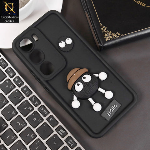 Vivo Y19s Cover - Black - Cute 3D Cartoon Soft Case