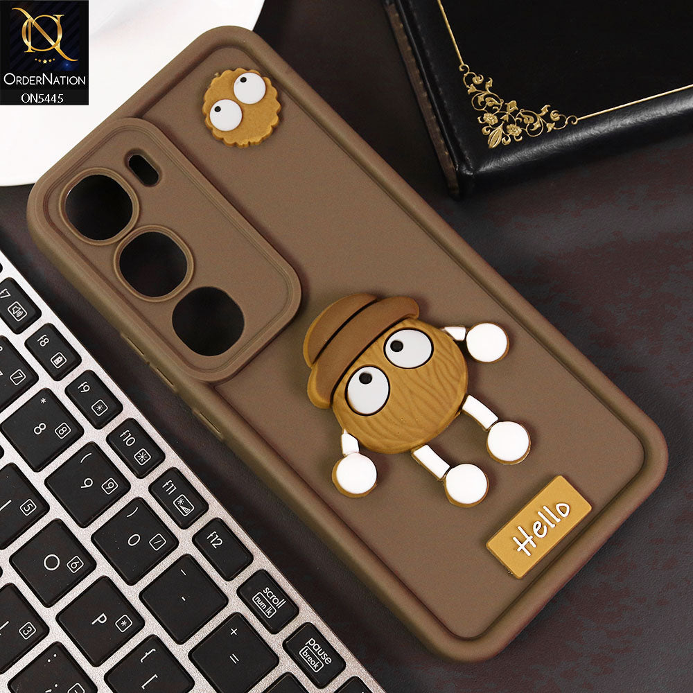 Vivo Y29 5G Cover - Brown - Cute 3D Cartoon Soft Case