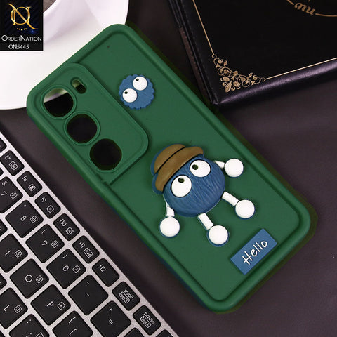 Vivo Y19s Cover - Green - Cute 3D Cartoon Soft Case