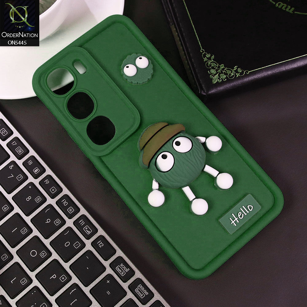 Vivo Y300 Cover - Green - Cute 3D Cartoon Soft Case