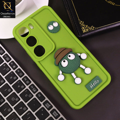 Vivo Y300 Cover - Light Green - Cute 3D Cartoon Soft Case