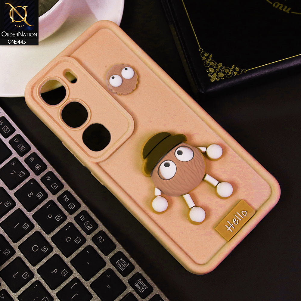 Vivo V40 Lite (IDN) Cover - Light Pink - Cute 3D Cartoon Soft Case