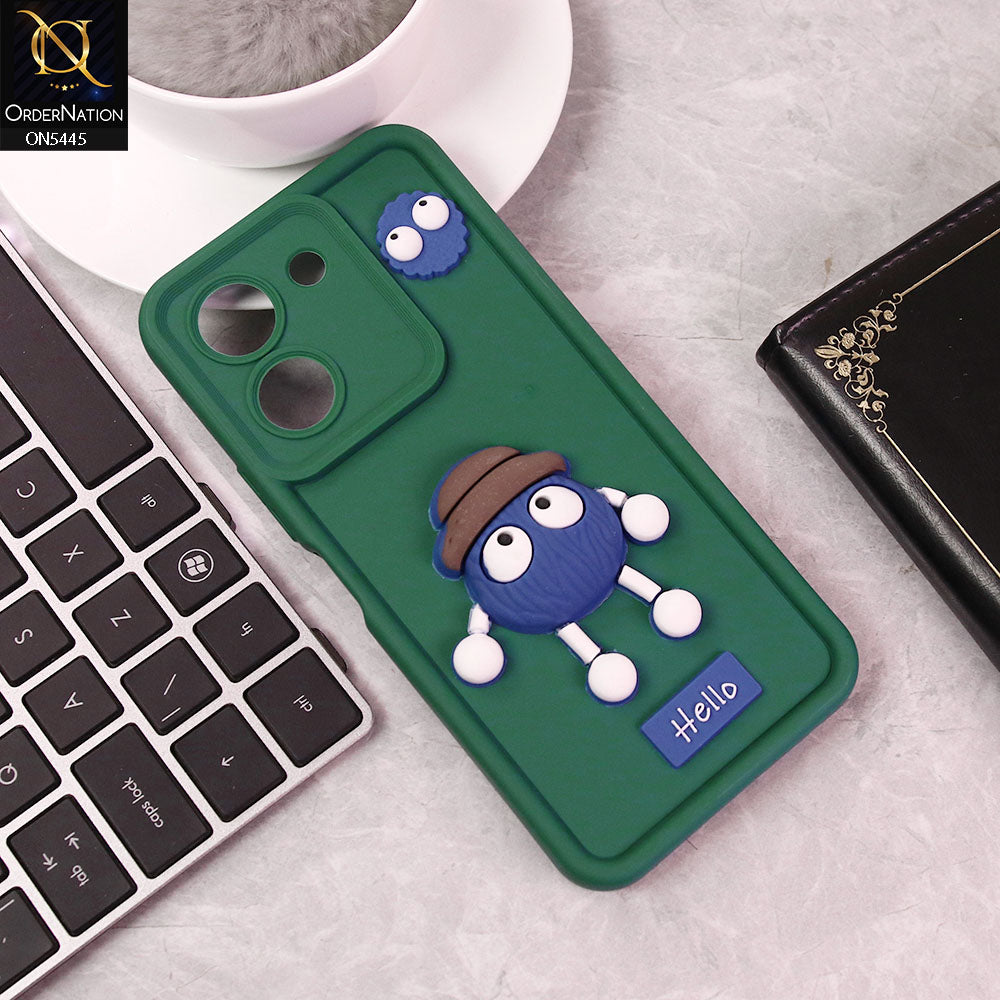 Vivo Y27  Cover - Green - Cute 3D Cartoon Soft Case