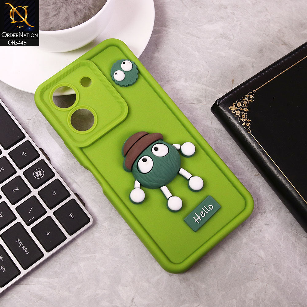 Vivo Y36 4G Cover - Light Green - Cute 3D Cartoon Soft Case