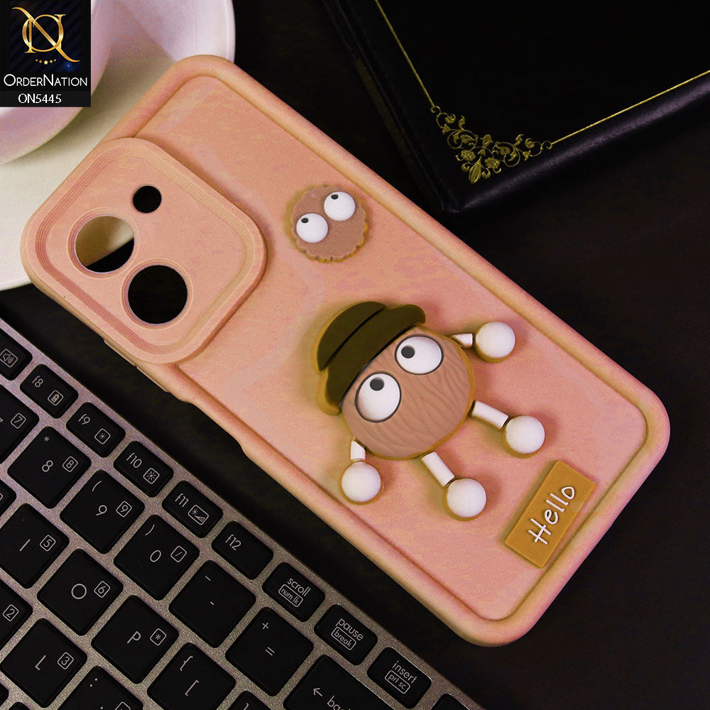 Vivo Y36 5G Cover - Light Pink - Cute 3D Cartoon Soft Case