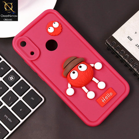 Huawei Y6s 2019 Cover - Dark Pink - Cute 3D Cartoon Soft Case