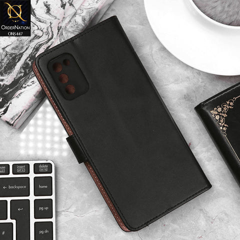 Samsung Galaxy A02s Cover - Black - Premium Leather Megantic Flip Book Covers With Card Holding Option