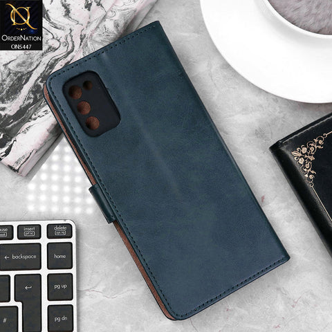 Samsung Galaxy A02s Cover - Blue - Premium Leather Megantic Flip Book Covers With Card Holding Option