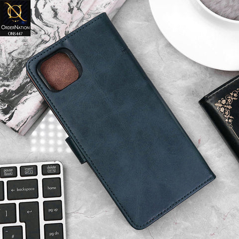 Oppo A16e Cover - Blue - Premium Leather Megantic Flip Book Covers With Card Holding Option