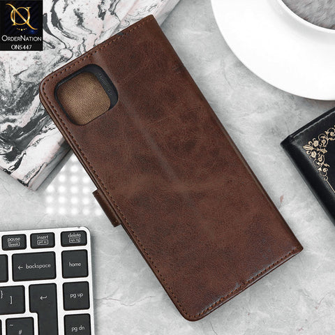 Oppo A16K Cover - Dark Brown - Premium Leather Megantic Flip Book Covers With Card Holding Option