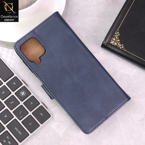 Samsung Galaxy M32 Cover - Blue - Premium Leather Megantic Flip Book Covers With Card Holding Option