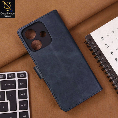 Oppo A3x 5G Cover - Blue - Premium Leather Megantic Flip Book Covers With Card Holding Option
