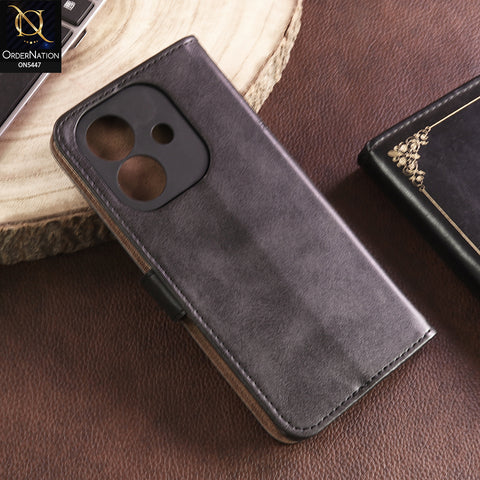 Oppo A3 4G Cover - Black - Premium Leather Megantic Flip Book Covers With Card Holding Option