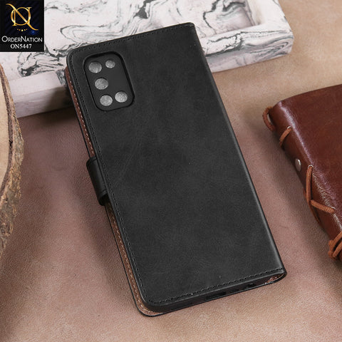 Oppo A72  - Black -  Premium Leather Megantic Flip Book Covers With Card Holding Option