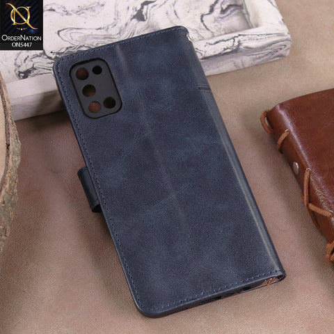 Oppo A72  - Blue -  Premium Leather Megantic Flip Book Covers With Card Holding Option