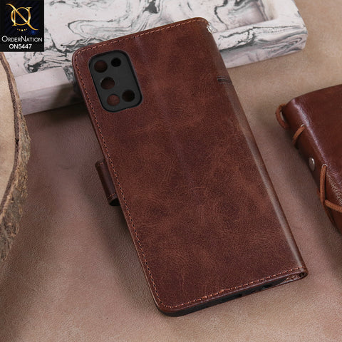 Oppo A52  - Dark Brown -  Premium Leather Megantic Flip Book Covers With Card Holding Option
