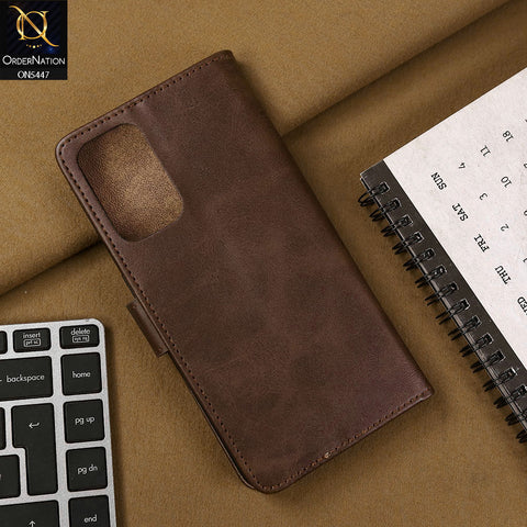 Oppo A16 Cover - Dark Brown -  Premium Leather Megantic Flip Book Covers With Card Holding Option