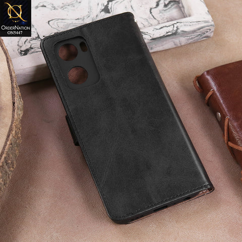 Oppo A39  - Black -  Premium Leather Megantic Flip Book Covers With Card Holding Option