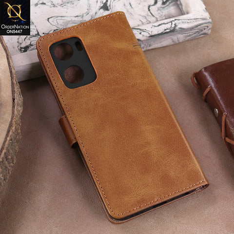 Oppo A39  - Light Brown -  Premium Leather Megantic Flip Book Covers With Card Holding Option