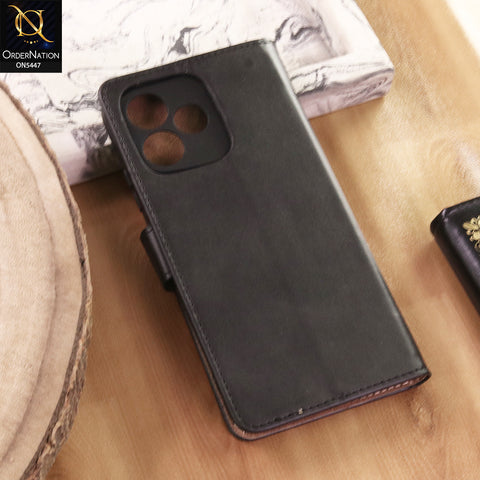 Oppo A6s Pro Cover  - Black - Premium Leather Megantic Flip Book Covers With Card Holding Option