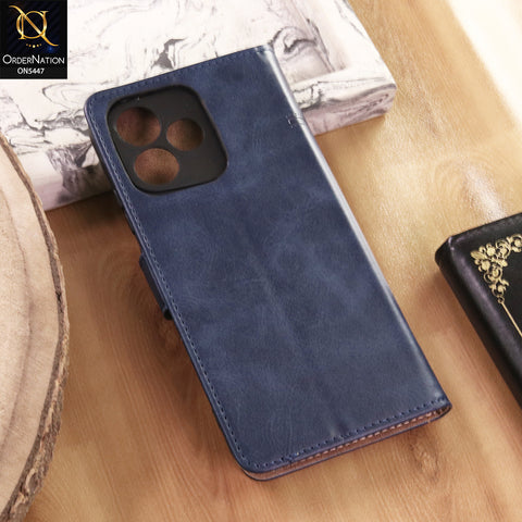 Oppo A6s Pro Cover  - Blue - Premium Leather Megantic Flip Book Covers With Card Holding Option