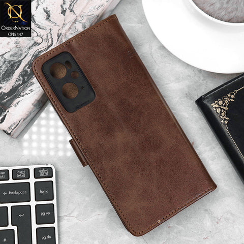 Oppo K10 Cover - Dark Brown - Premium Leather Megantic Flip Book Covers With Card Holding Option