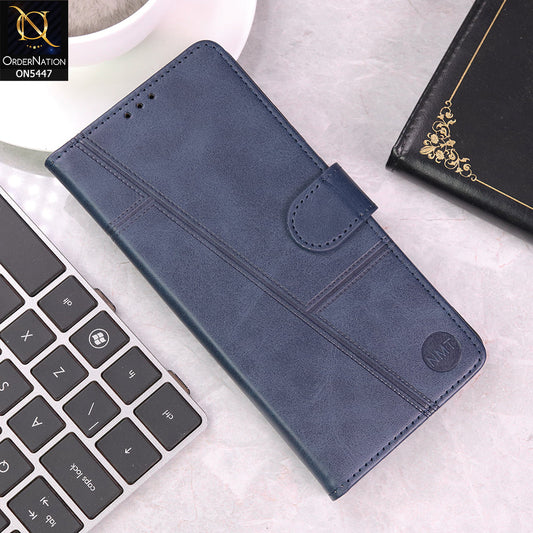 Samsung Galaxy A12 Cover - Blue - Premium Leather Megantic Flip Book Covers With Card Holding Option