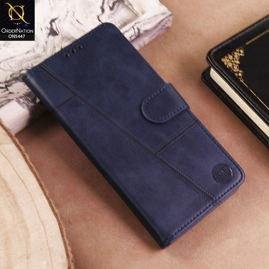 Tecno Camon 50 Ultra Cover  - Blue - Premium Leather Megantic Flip Book Covers With Card Holding Option