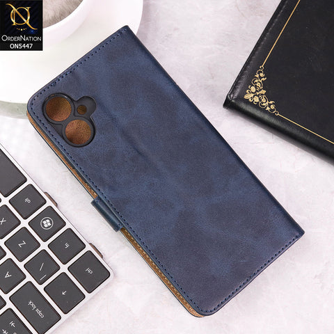 Tecno Camon 19 Cover - Blue - Premium Leather Megantic Flip Book Covers With Card Holding Option